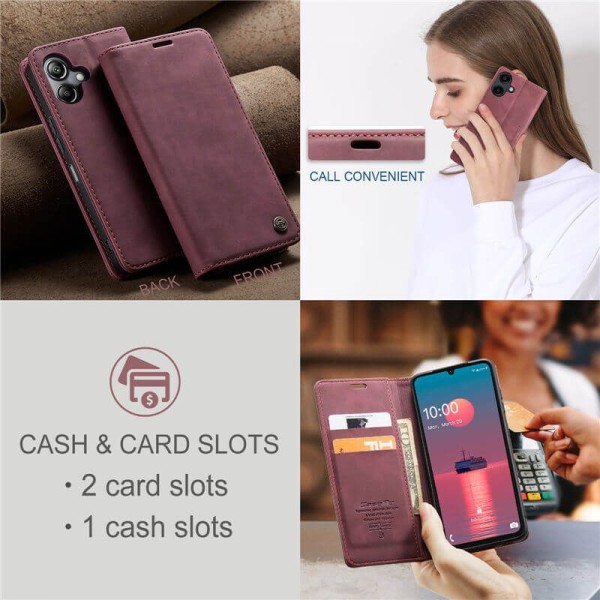 Чохол-книжка CaseMe Нубук для Samsung Galaxy A04 бордовий