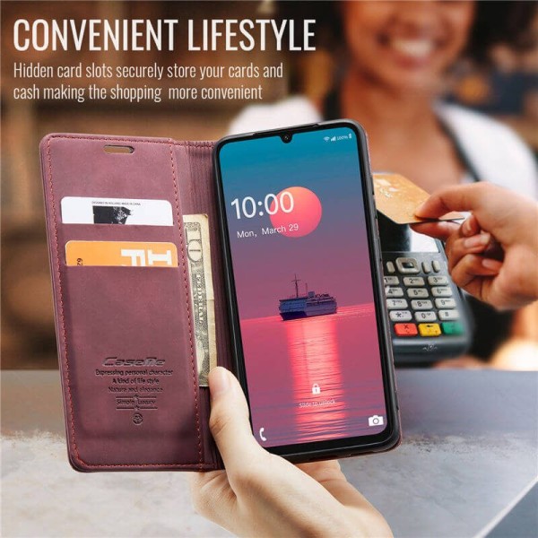 Чохол-книжка CaseMe Нубук для Samsung Galaxy A04 бордовий