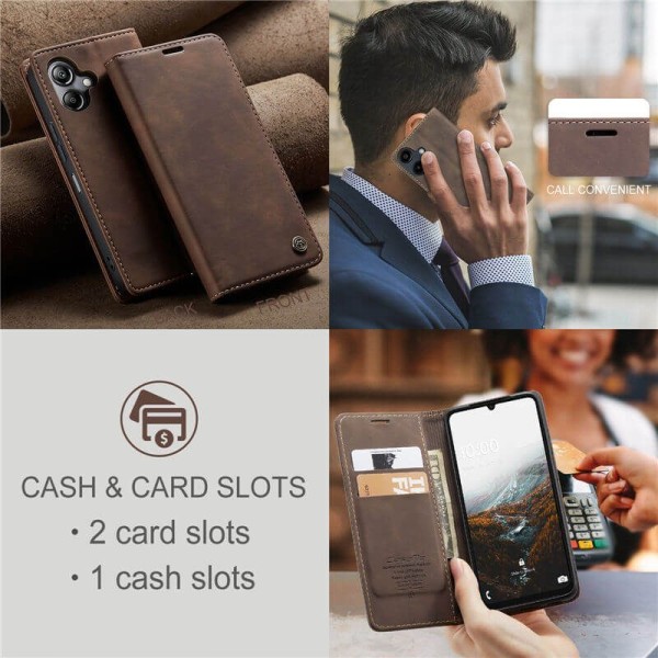 Чохол-книжка CaseMe Нубук для Samsung Galaxy A04 темно-коричневий