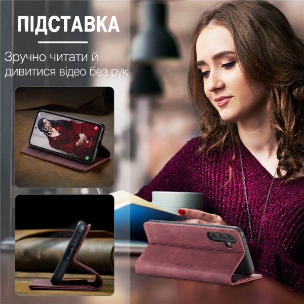 Чохол-книжка CaseMe Нубук для Samsung Galaxy A04s бордовий