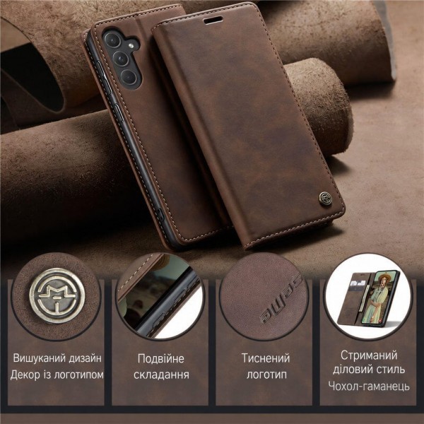 Чохол-книжка CaseMe Нубук для Samsung Galaxy A04s темно-коричневий