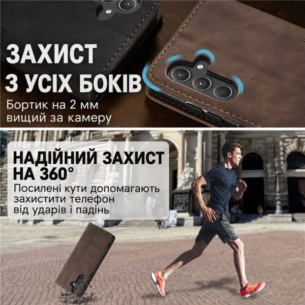 Чохол-книжка CaseMe Нубук для Samsung Galaxy A04s темно-коричневий