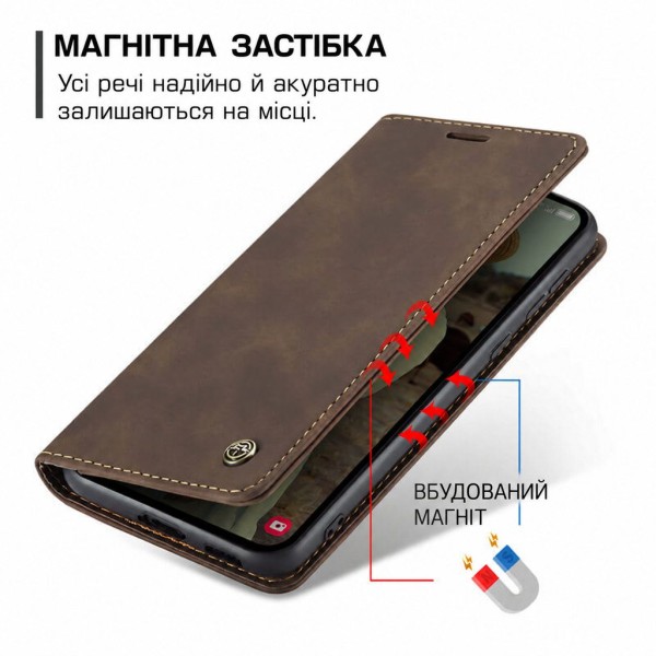 Чохол-книжка CaseMe Нубук для Samsung Galaxy A04s темно-коричневий