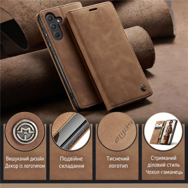 Чохол-книжка CaseMe Нубук для Samsung Galaxy A04s світло-коричневий
