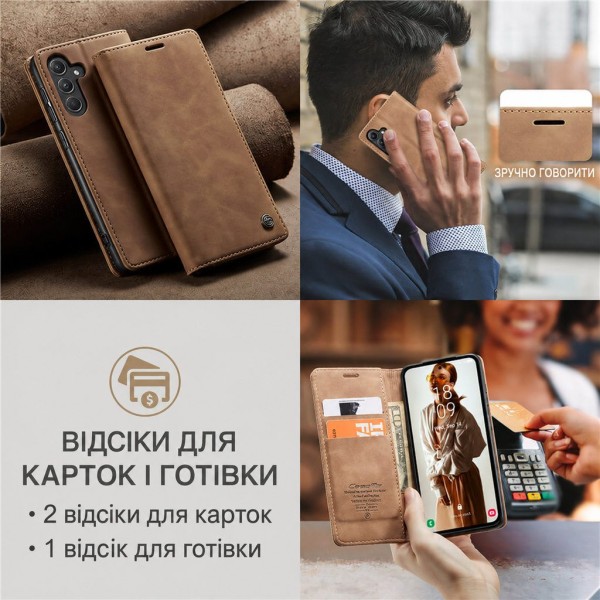 Чохол-книжка CaseMe Нубук для Samsung Galaxy A04s світло-коричневий
