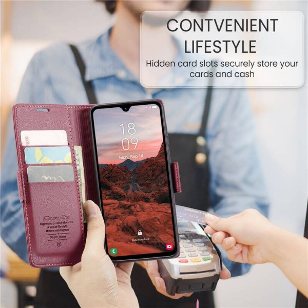 Чохол-книжка CaseMe Нубук для Samsung Galaxy A05s бордовий