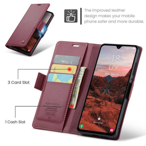 Чохол-книжка CaseMe Нубук для Samsung Galaxy A05s бордовий