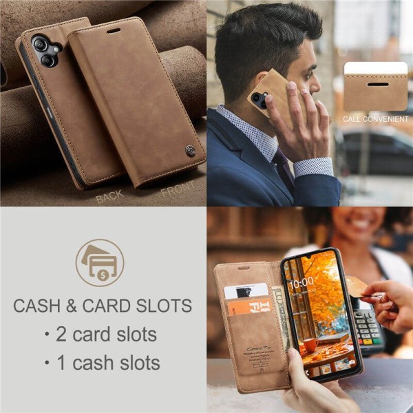 Чохол-книжка CaseMe Нубук для Samsung Galaxy A06 світло-коричневий