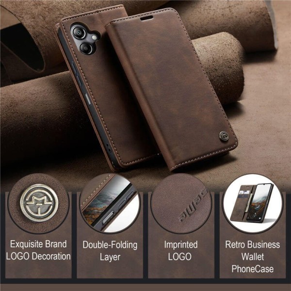 Чохол-книжка CaseMe Нубук для Samsung Galaxy A07 темно-коричневий