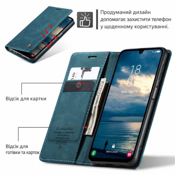 Чохол-книжка CaseMe Нубук для Samsung Galaxy A07 бірюзовий