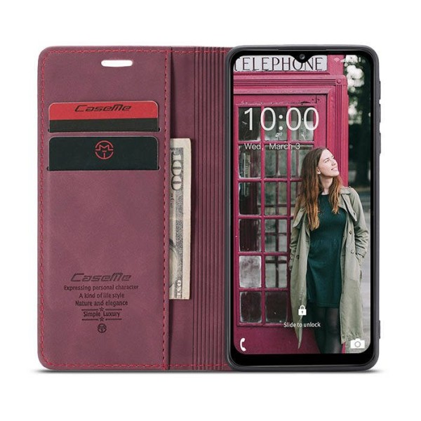 Чохол-книжка CaseMe Нубук для Samsung Galaxy A12 бордовий
