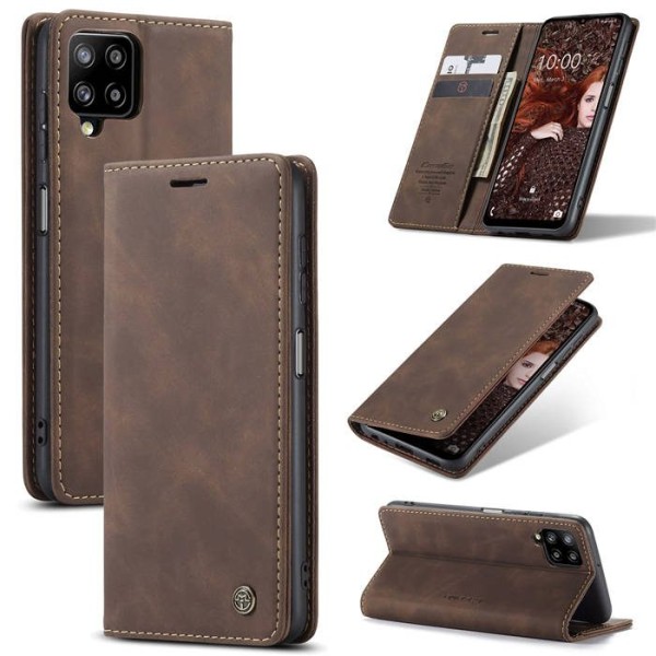 Чохол-книжка CaseMe Нубук для Samsung Galaxy A12 темно-коричневий