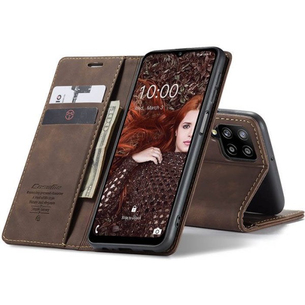 Чохол-книжка CaseMe Нубук для Samsung Galaxy A12 темно-коричневий