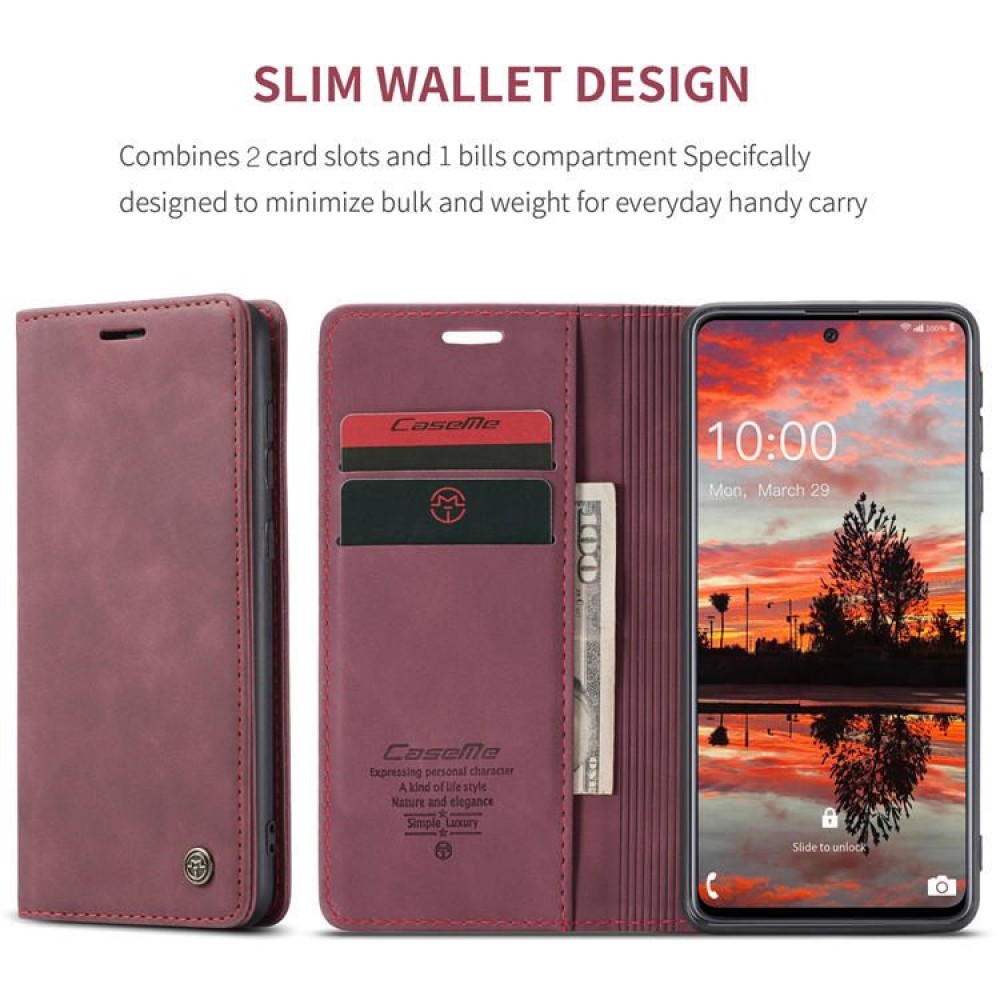 Чохол-книжка CaseMe Нубук для Samsung Galaxy A13 бордовий
