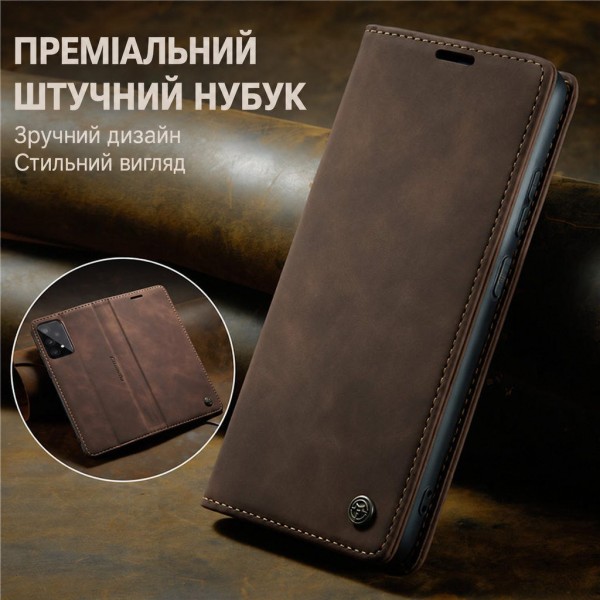 Чохол-книжка CaseMe Нубук для Samsung Galaxy A13 темно-коричневий
