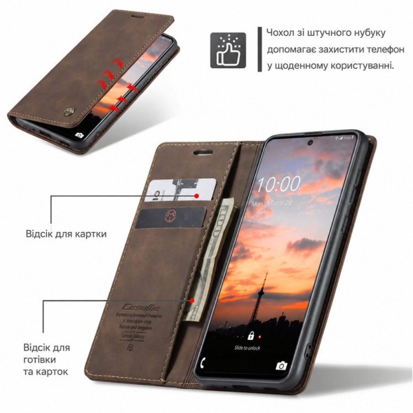 Чохол-книжка CaseMe Нубук для Samsung Galaxy A13 темно-коричневий