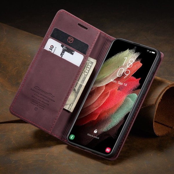 Чохол-книжка CaseMe Нубук для Samsung Galaxy A14 бордовий