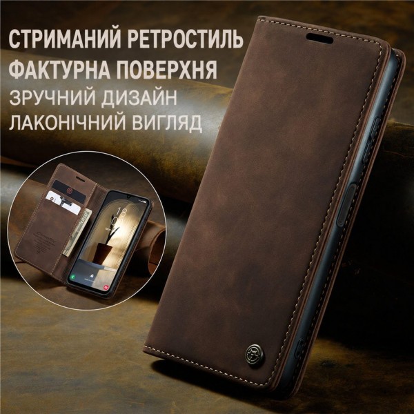Чохол-книжка CaseMe Нубук для Samsung Galaxy A14 темно-коричневий