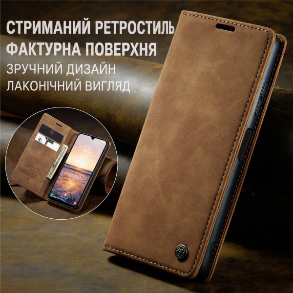 Чохол-книжка CaseMe Нубук для Samsung Galaxy A14 світло-коричневий
