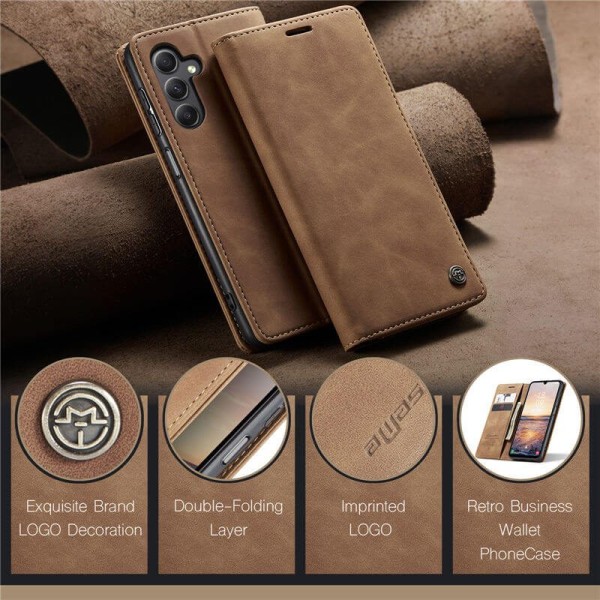 Чохол-книжка CaseMe Нубук для Samsung Galaxy A14 світло-коричневий