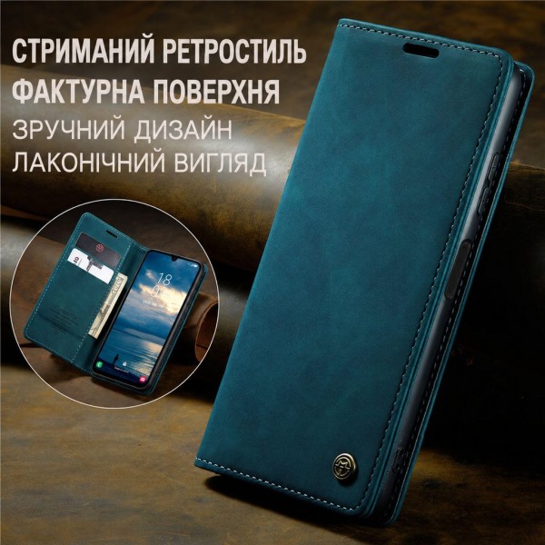 Чохол-книжка CaseMe Нубук для Samsung Galaxy A14 бірюзовий