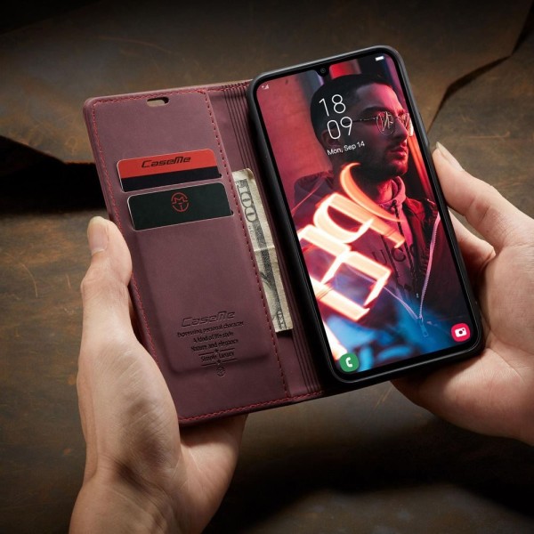 Чохол-книжка CaseMe Нубук для Samsung Galaxy A15 бордовий