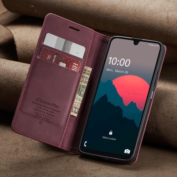 Чохол-книжка CaseMe Нубук для Samsung Galaxy A16 бордовий