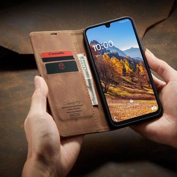 Чохол-книжка CaseMe Нубук для Samsung Galaxy A16 світло-коричневий
