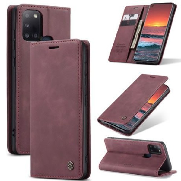 Чохол-книжка CaseMe Нубук для Samsung Galaxy A21s бордовий