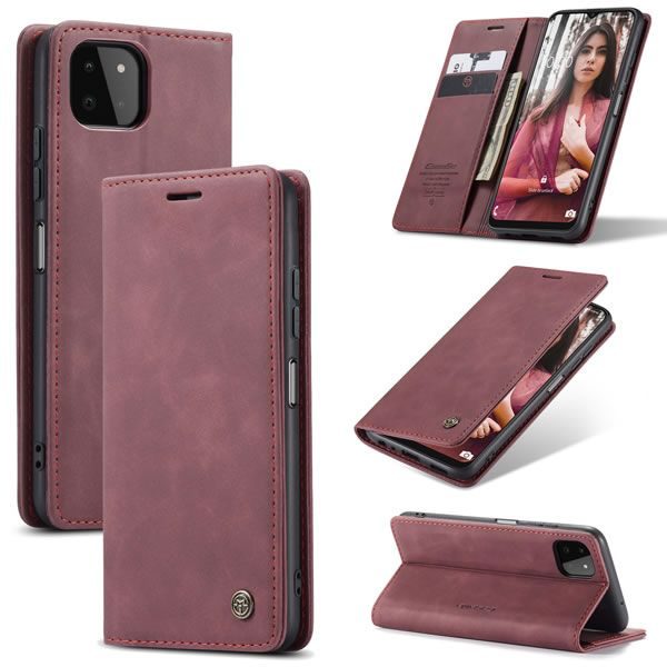 Чохол-книжка CaseMe Нубук для Samsung Galaxy A22 5G бордовий