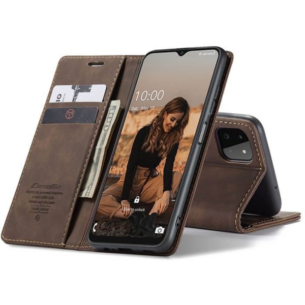 Чохол-книжка CaseMe Нубук для Samsung Galaxy A22 5G темно-коричневий