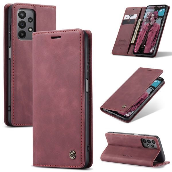 Чохол-книжка CaseMe Нубук для Samsung Galaxy A23 бордовий