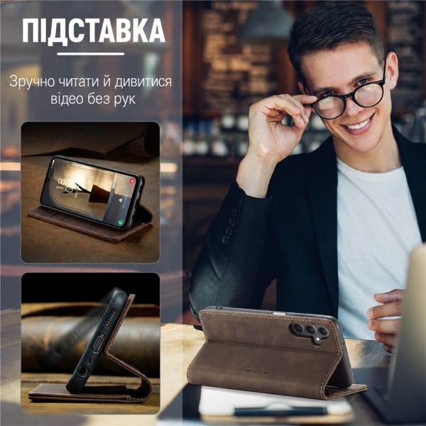 Чохол-книжка CaseMe Нубук для Samsung Galaxy A24 темно-коричневий