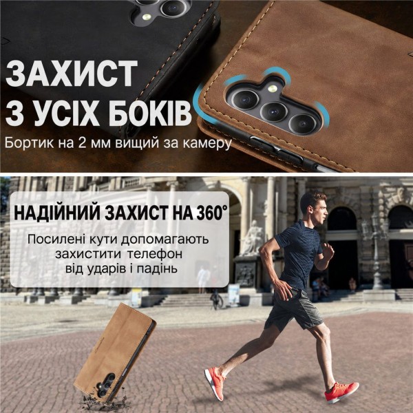 Чохол-книжка CaseMe Нубук для Samsung Galaxy A24 світло-коричневий