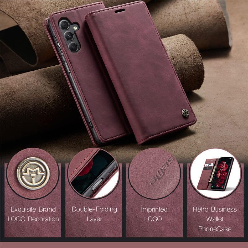 Чохол-книжка CaseMe Нубук для Samsung Galaxy A25 бордовий