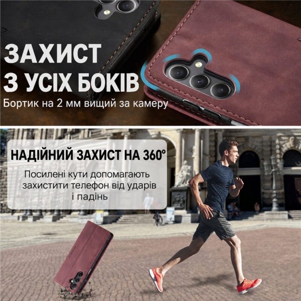 Чохол-книжка CaseMe Нубук для Samsung Galaxy A25 бордовий