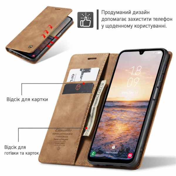 Чохол-книжка CaseMe Нубук для Samsung Galaxy A25 світло-коричневий