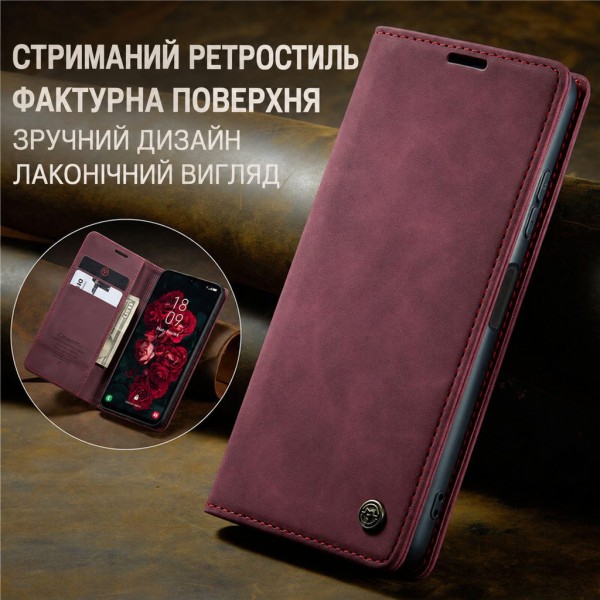 Чохол-книжка CaseMe Нубук для Samsung Galaxy A26 бордовий