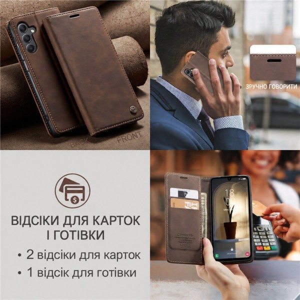 Чохол-книжка CaseMe Нубук для Samsung Galaxy A26 темно-коричневий