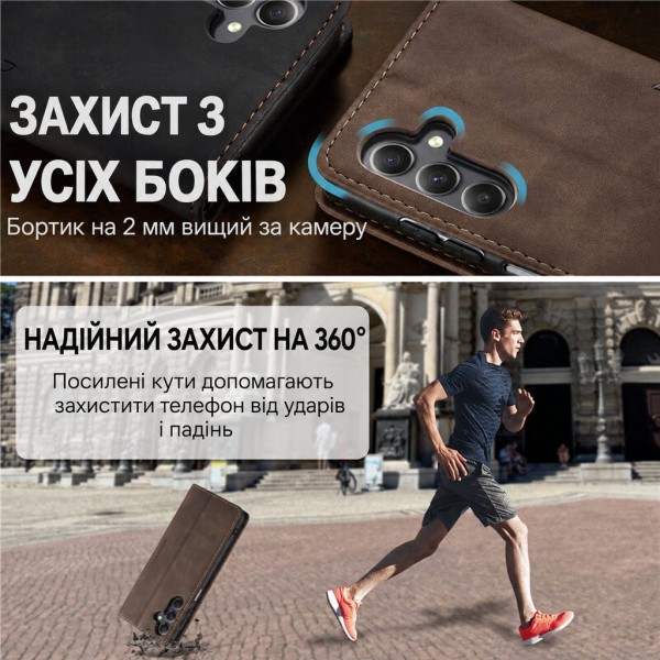 Чохол-книжка CaseMe Нубук для Samsung Galaxy A26 темно-коричневий