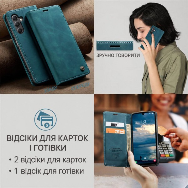 Чохол-книжка CaseMe Нубук для Samsung Galaxy A26 бірюзовий