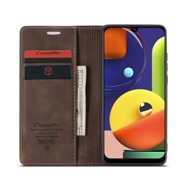 Чехол-книжка CaseMe Нубук для Samsung Galaxy A30s/A50/A50s тёмно-коричневый