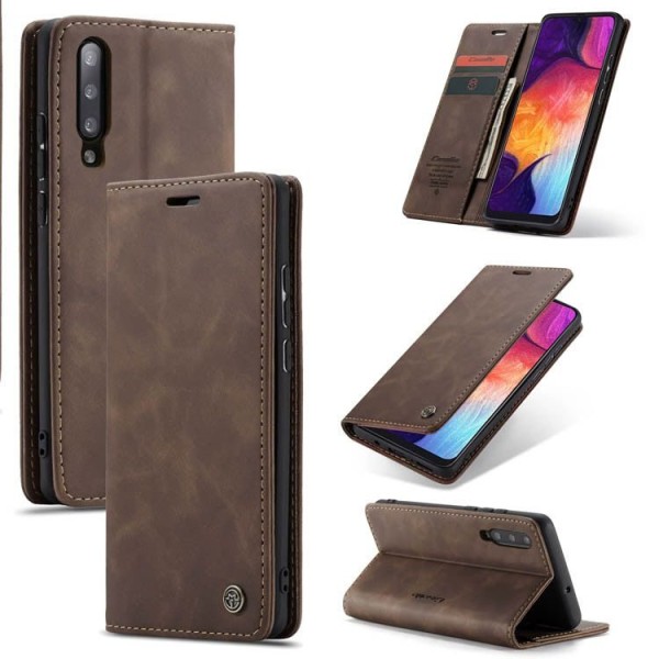 Чехол-книжка CaseMe Нубук для Samsung Galaxy A30s/A50/A50s тёмно-коричневый