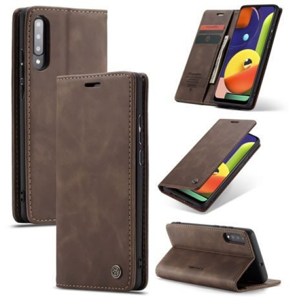 Чехол-книжка CaseMe Нубук для Samsung Galaxy A30s/A50/A50s тёмно-коричневый