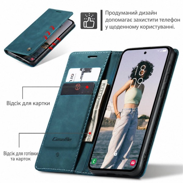 Чохол-книжка CaseMe Нубук для Samsung Galaxy A34 бірюзовий