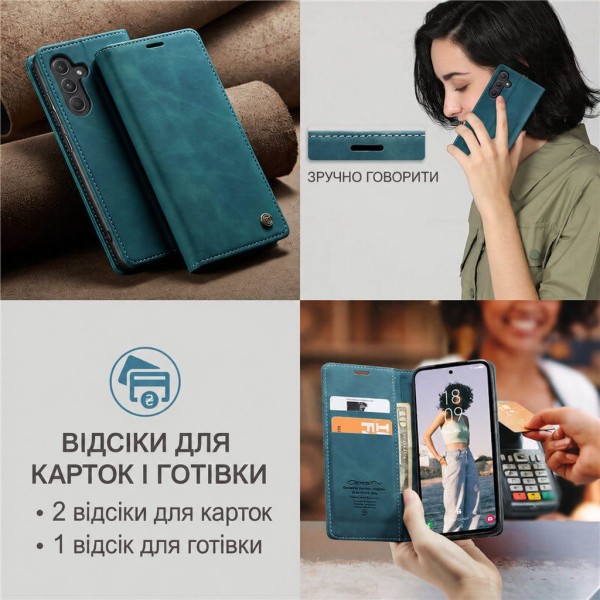 Чохол-книжка CaseMe Нубук для Samsung Galaxy A34 бірюзовий
