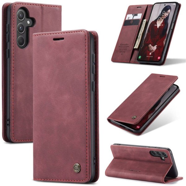 Чохол-книжка CaseMe Нубук для Samsung Galaxy A35 бордовий