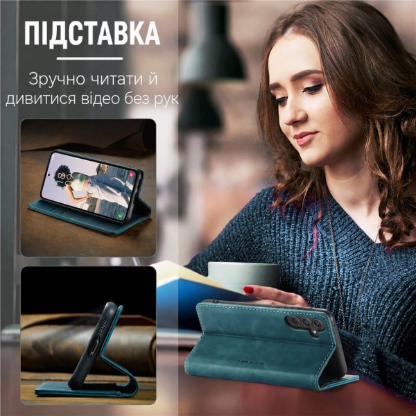 Чохол-книжка CaseMe Нубук для Samsung Galaxy A35 бірюзовий