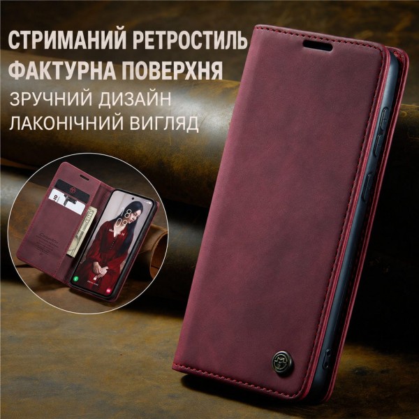 Чохол-книжка CaseMe Нубук для Samsung Galaxy A36 бордовий