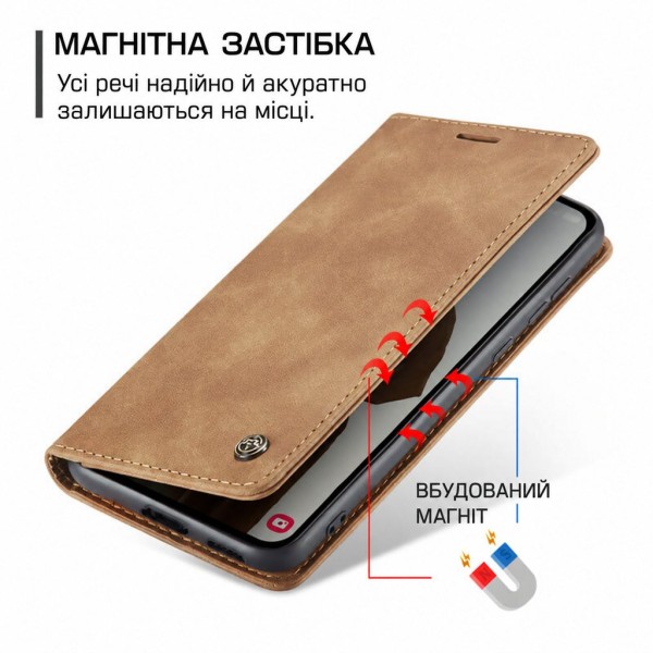 Чохол-книжка CaseMe Нубук для Samsung Galaxy A36 світло-коричневий
